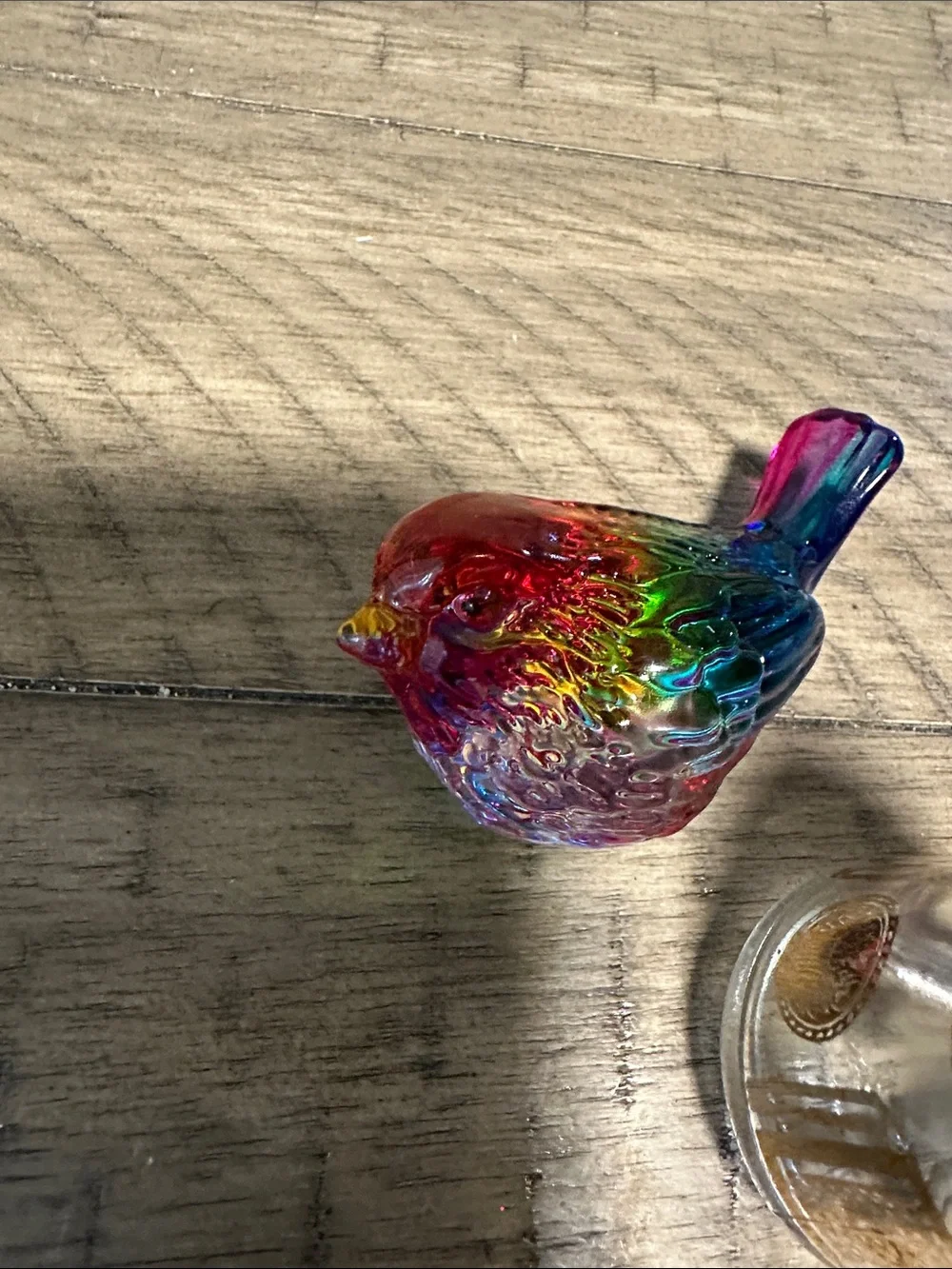 Handblown Rainbow Glass Bird Figurines - Set of 2